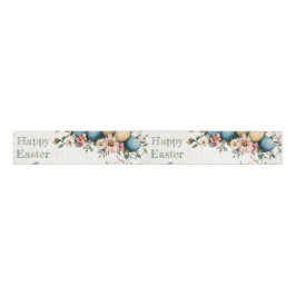 Easter Spring Birds Pastel Eggs Watercolor Floral Ripsband
