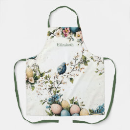 Easter Spring Birds Pastel Eggs Watercolor Floral Schürze