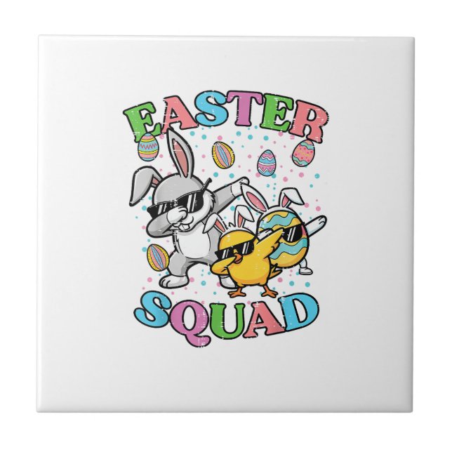 Easter Squad Bunny Egg Chick Dab Crew Matching Men Fliese (Vorderseite)