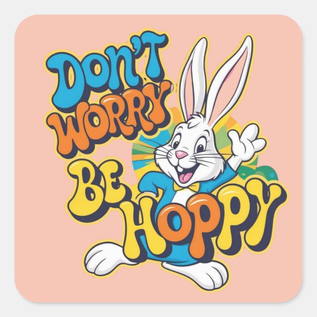 Easter Sticker funny Bunny  Square Sticker gift (Vorderseite)
