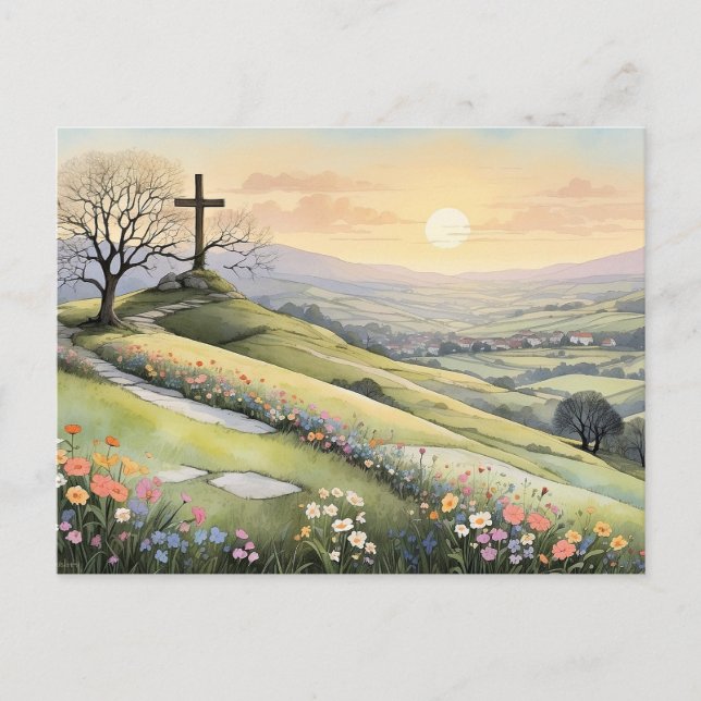 Easter sunrise art illustration feiertagspostkarte (Vorderseite)
