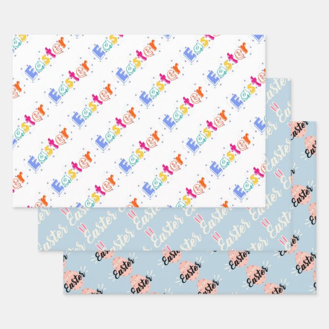 Easter Typography Wrapping Paper Set  Geschenkpapier Set (Set)