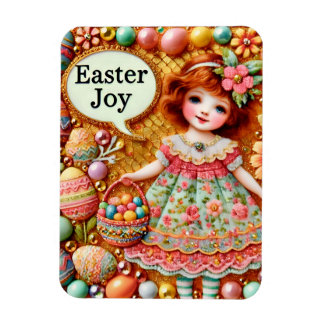 EASTER ~ Vintage girl eggs ~ Flexible Photo Magnet