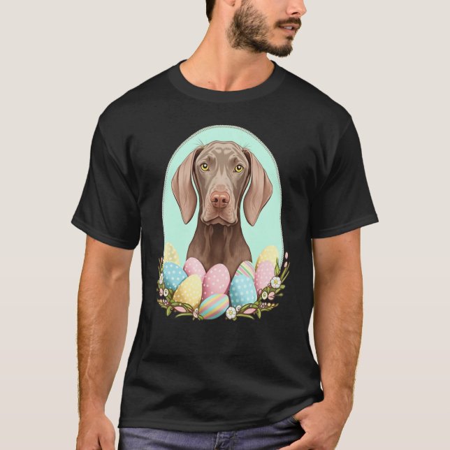 Easter Weimaraner Bunny Eggs Dog on Easter Weimara T-Shirt (Vorderseite)