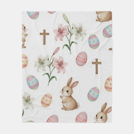 Easter Whimsy – Seamless Bunny & Lily Pattern Fleecedecke