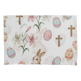 Easter Whimsy – Seamless Bunny & Lily Pattern Kissenbezug