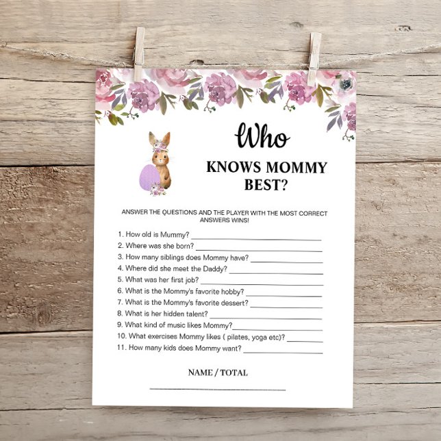 Easter Who knows Mommy Best Baby Game Card  (Von Creator hochgeladen)