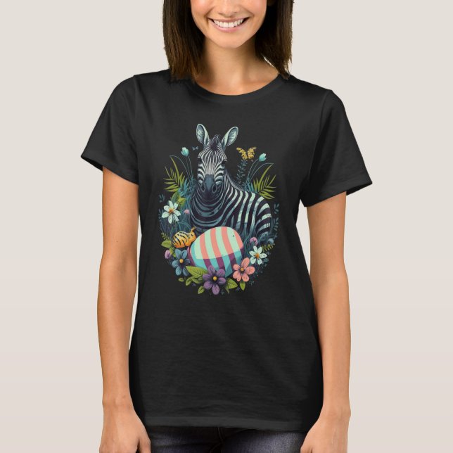 Easter Zebra Bunny Eggs on Easter Zebra T-Shirt (Vorderseite)