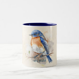 Eastern Bluebird Blue Orange Rustikale Wasserfarbe Zweifarbige Tasse