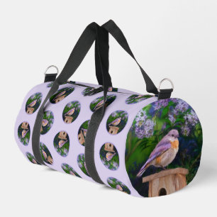 Eastern Bluebird in Lilacs Malerei Original Art Duffle Bag