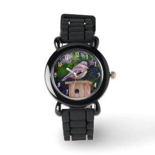 Eastern Bluebird in Snow - Original Foto Armbanduhr