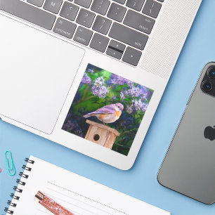 Eastern Bluebird in Snow - Original Foto Aufkleber
