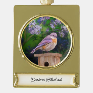 Eastern Bluebird in Snow - Original Foto Banner-Ornament Gold