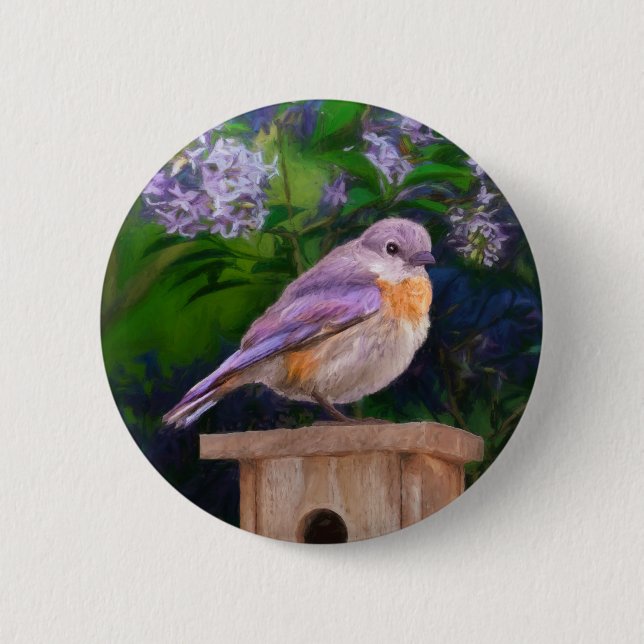 Eastern Bluebird in Snow - Original Foto Button (Vorderseite)