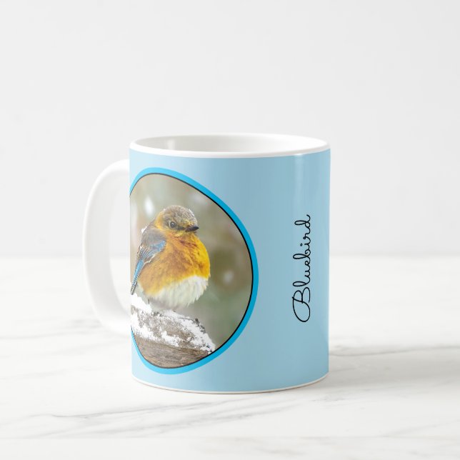 Eastern Bluebird in Snow - Original Foto Kaffeetasse (Vorderseite Links)