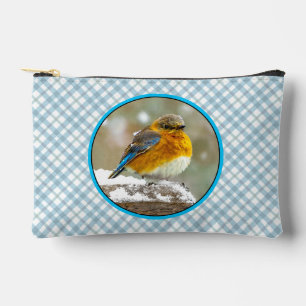 Eastern Bluebird in Snowstorm Original Foto Zubehörtasche