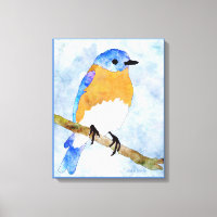 Eastern Bluebird - männlich - Aquarellfarben-Leinw