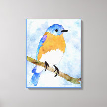 Eastern Bluebird - männlich - Aquarellfarben-Leinw