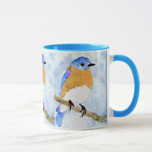 Eastern Bluebird - männlich - Aquarellfarben-Tasse Tasse