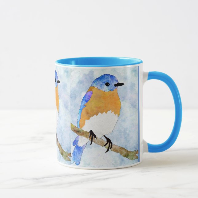 Eastern Bluebird - männlich - Aquarellfarben-Tasse Tasse (Rechts)