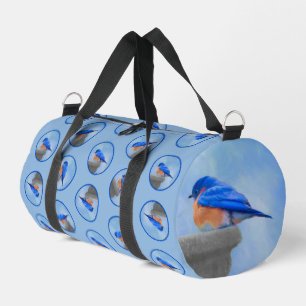 Eastern Bluebird über Birdbath Original Bird Art Duffle Bag
