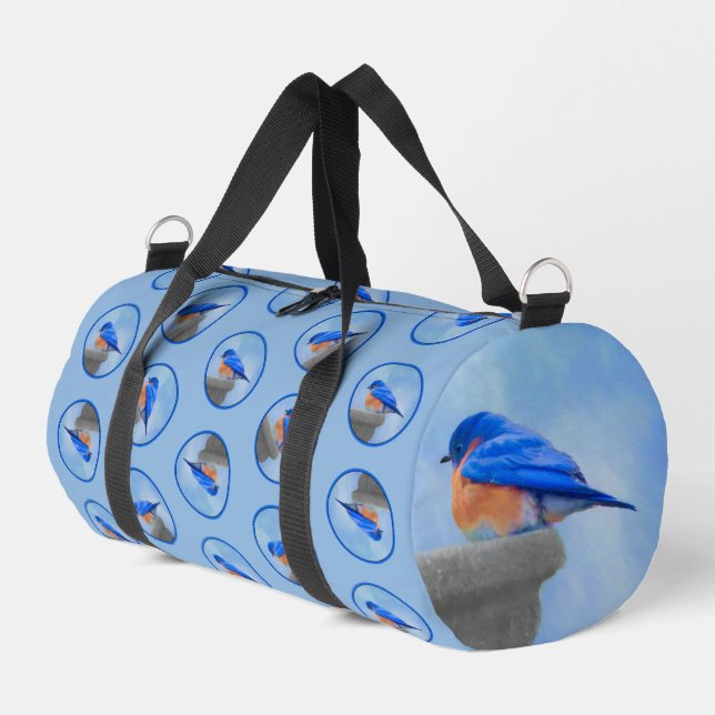 Eastern Bluebird über Birdbath Original Bird Art Duffle Bag (Linke Seite)
