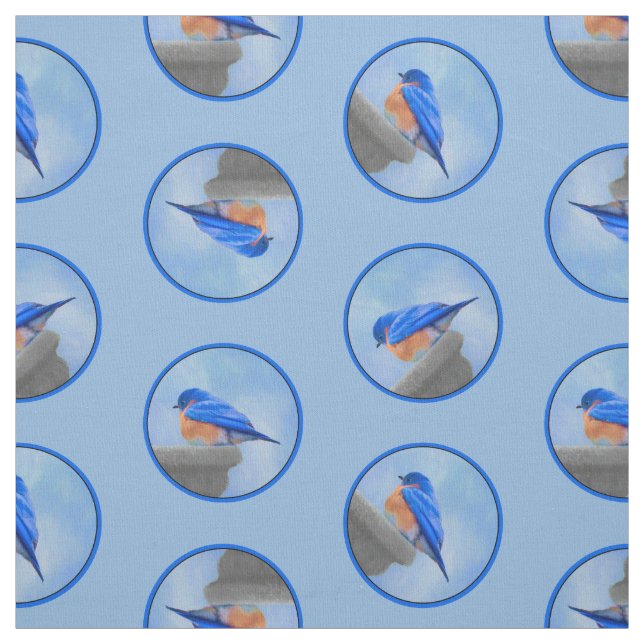 Eastern Bluebird über Birdbath Original Bird Art Stoff (Muster)