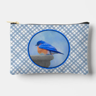 Eastern Bluebird über Birdbath Original Bird Art Zubehörtasche