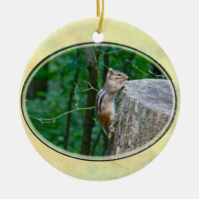 Eastern Chipmunk auf Stump Keramikornament (Vorne)