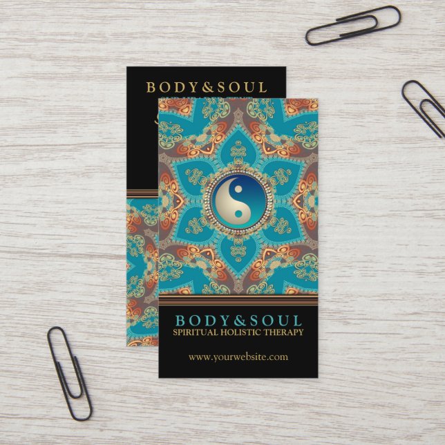 Eastern Gold Lotus Blume Yin Yang Business Cards Visitenkarte (Vorderseite/Rückseite Beispiel)