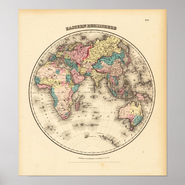 Eastern Hemispere Colton, J.H. New York 1856 Poster (Vorne)