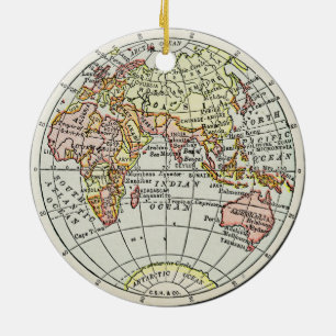 Eastern Hemisphere Map Globe Travel Art Keramikornament