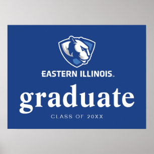 Eastern Illinois Panthers Kopf- und Wordmark-Logo Poster