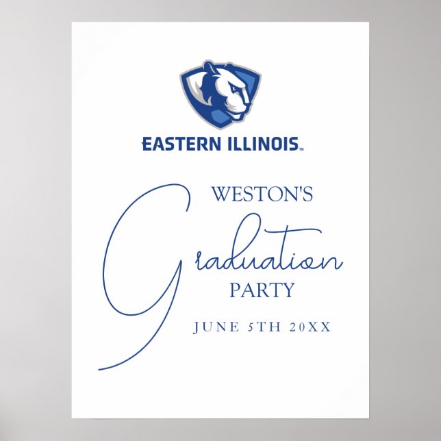 Eastern Illinois Panthers Kopf- und Wordmark-Logo Poster (Vorne)