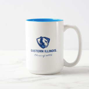 Eastern Illinois Panthers Kopf- und Wordmark-Logo Zweifarbige Tasse