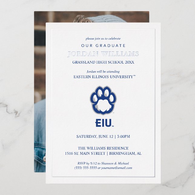 Eastern Illinois Panthers Paw Print & EIU Folieneinladung (Vorderseite/Rückseite)