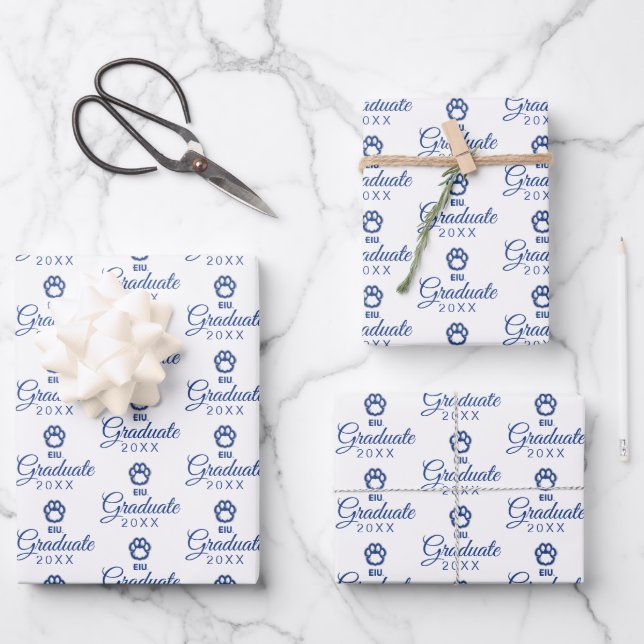 Eastern Illinois Panthers Paw Print & EIU Geschenkpapier Set (Vorderseite)