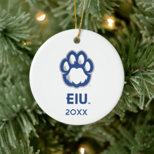Eastern Illinois Panthers Paw Print & EIU Keramik Ornament