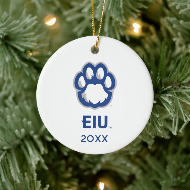 Eastern Illinois Panthers Paw Print & EIU Keramik Ornament (Baum)