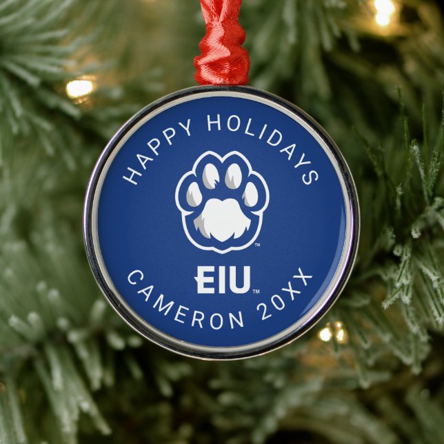 Eastern Illinois Panthers Paw Print & EIU Ornament Aus Metall (Baum)