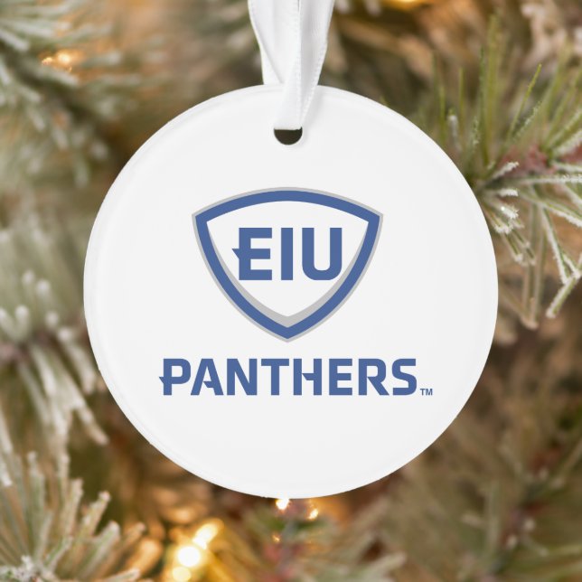 Eastern Illinois Panthers Schild & Wordmark-Logo Ornament (Baum)