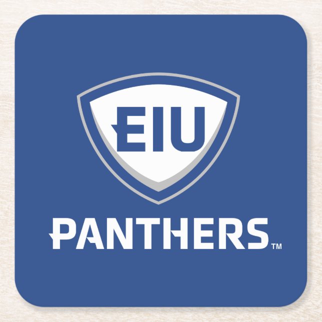 Eastern Illinois Panthers Schild & Wordmark-Logo Rechteckiger Pappuntersetzer (Vorderseite)