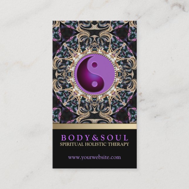 Eastern Lila YinYang New Age Yoga Business Cards Visitenkarte (Vorderseite)