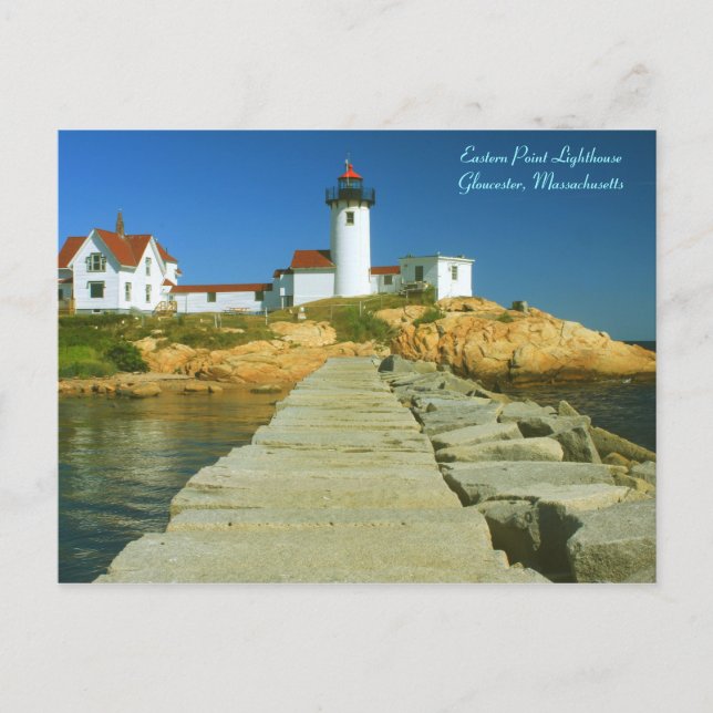 Eastern Point Lighthouse Gloucester MA Postkarte (Vorderseite)