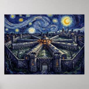 Eastern State Penitentiary Sternennacht Historisch Poster