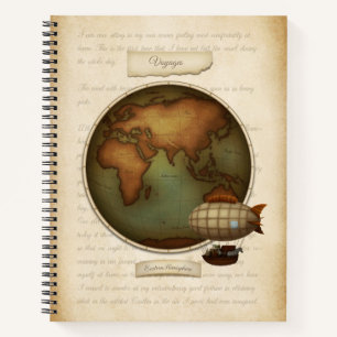 Eastern & Western Hemisphären Map Custom Steampunk Notizbuch