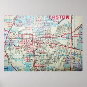 Easton, MD Vintag Map Poster