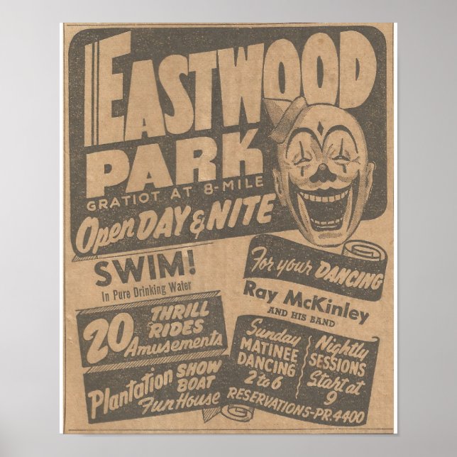 Eastwood Amusement Park, Michigan, 1948 Ad. Poster (Vorne)