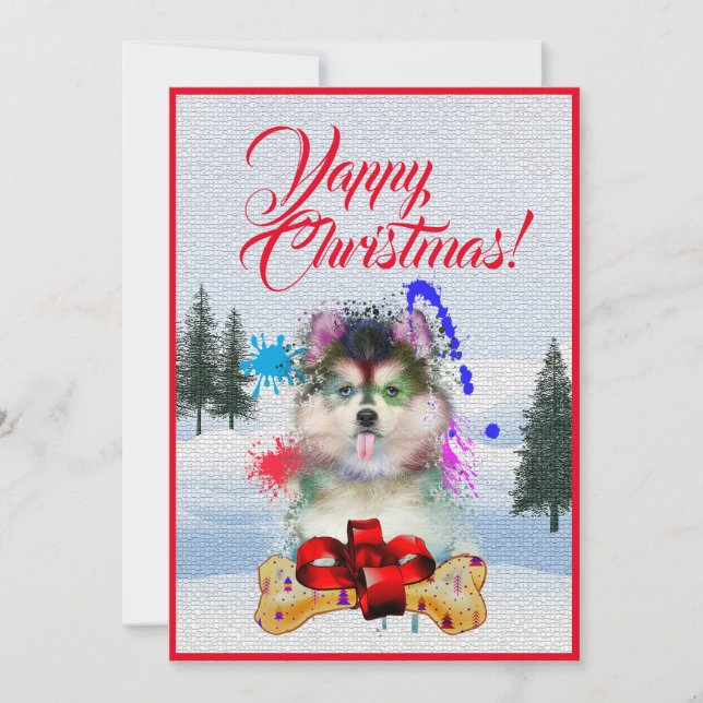 Easy Custom Funny Pomsky Dog Christmas Card Ankündigung (Vorderseite)