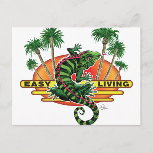 Easy Living Lizard on Beach Postcard Postkarte